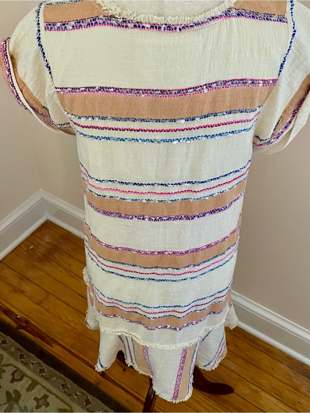 Holding Horses Anthropologie Elira Striped Dress Small Petite Boho Fringe - Picture 5 of 8